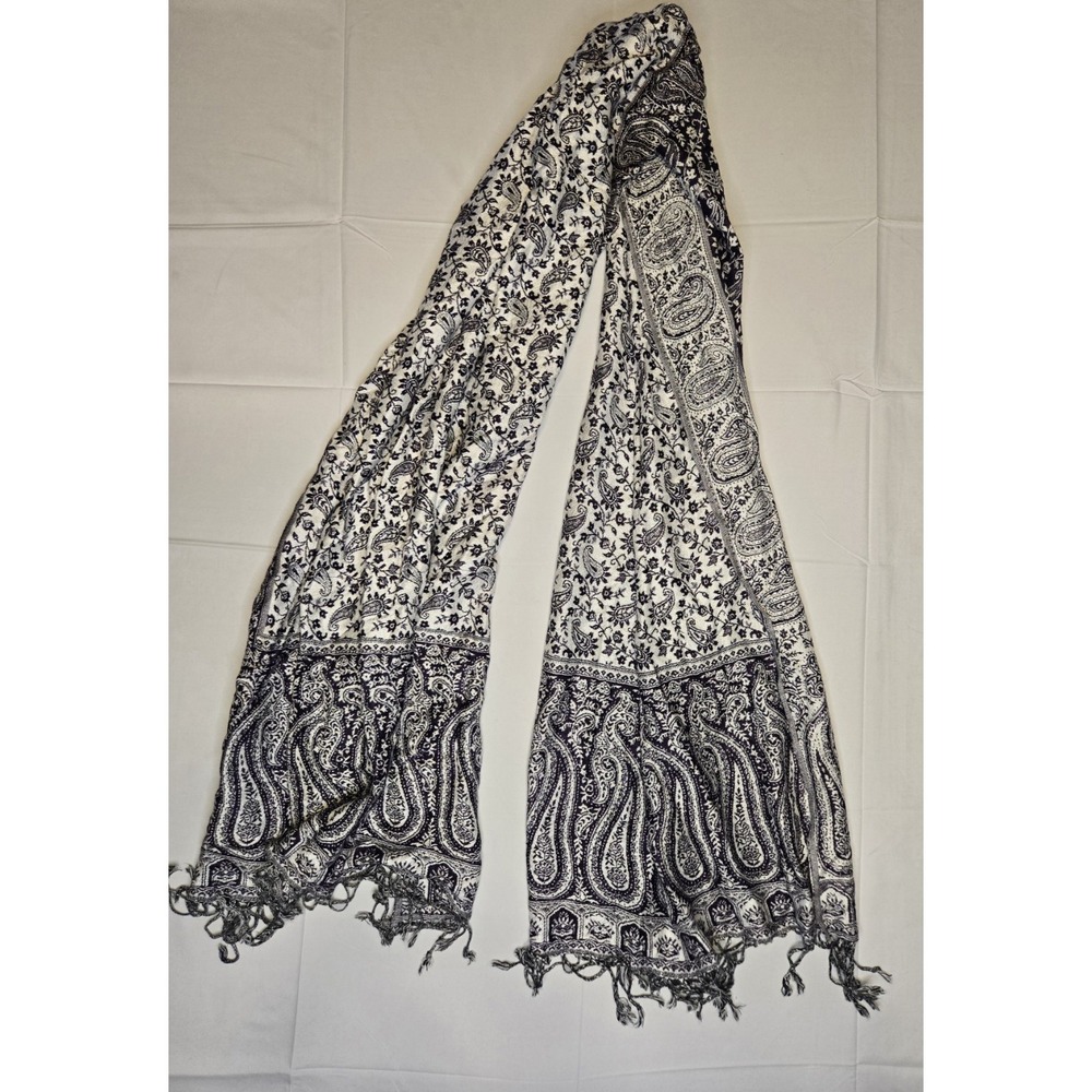 City of Jerusalem 100% Cashmere‎ Paisley Fringe Scarf Wrap Shawl 75 X 24" Plum